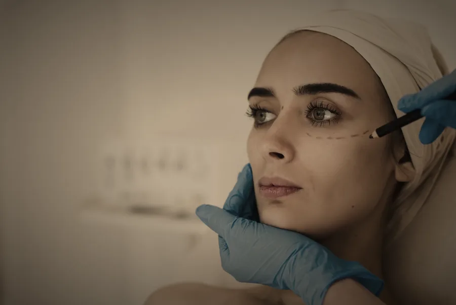 Rostro de mujer con mirada abierta y descansada tras una blefaroplastia completa en Madrid
